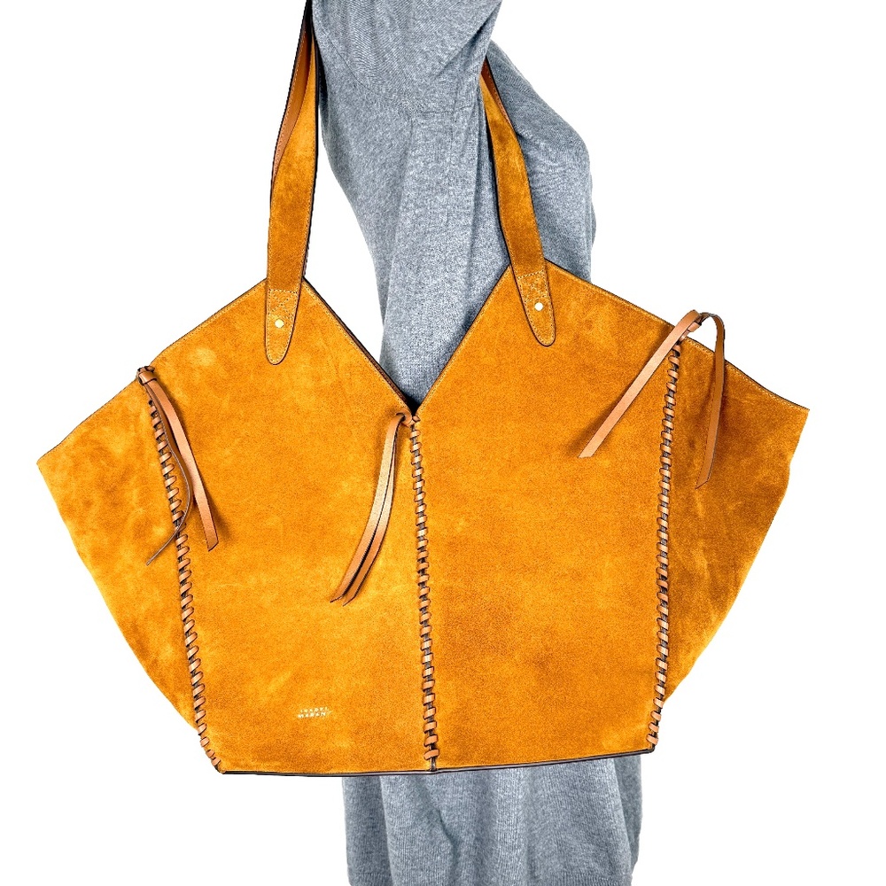 Sold Isabel Marant Tampa Braided Leather Trim Brown Suede 2025 Tote Shoulder Bag - Picture 12 of 13
